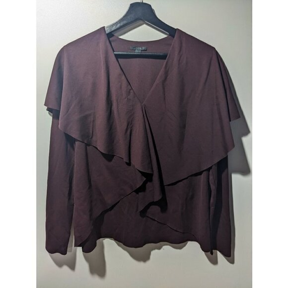 Cos | Draped pullover top in Burgundy/Maroon - Picture 2 of 8